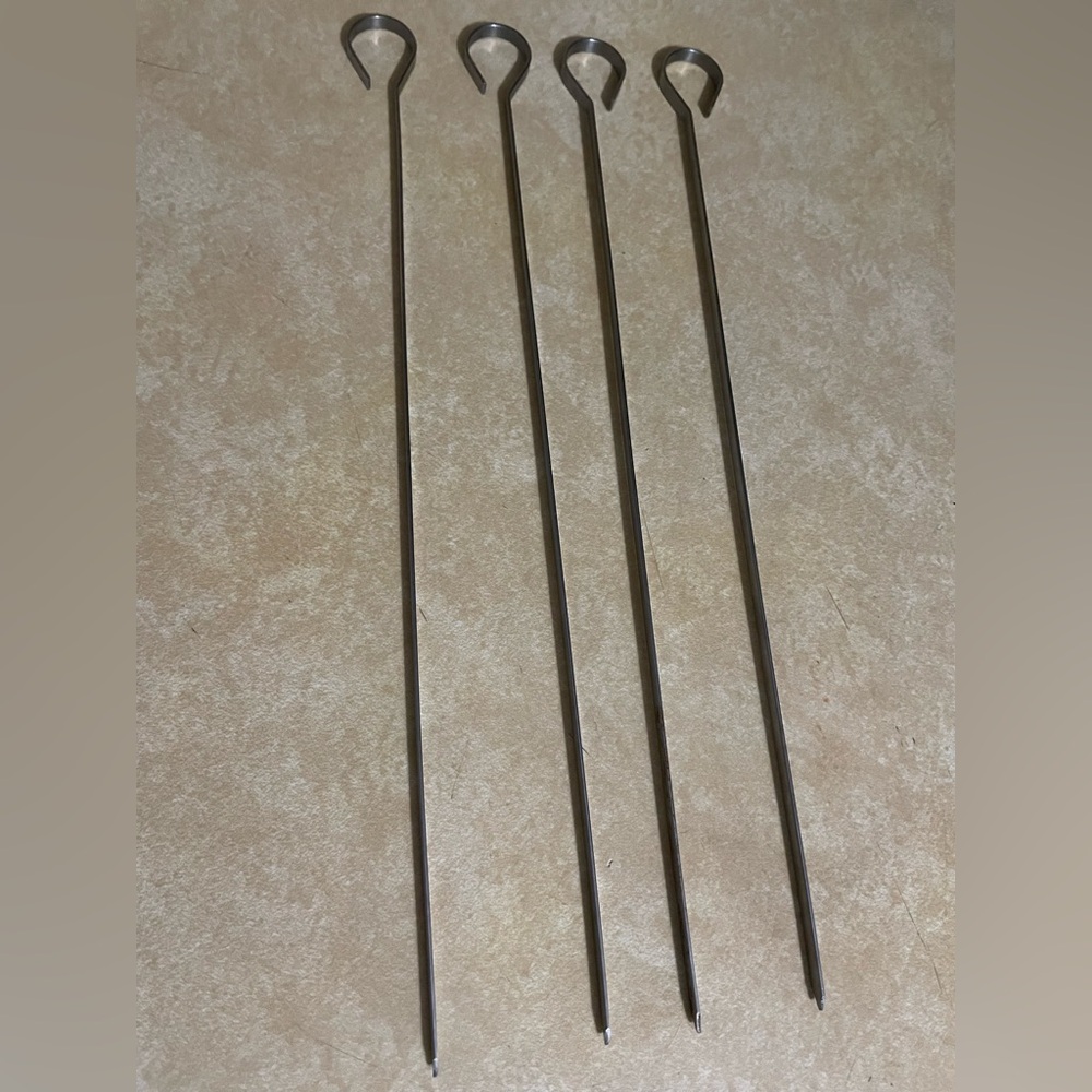 Set of Four Metal Stainless Steel Skewers 14”